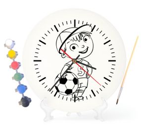 Детский набор для творчества часы раскраска Мальчик футболист 30 см (Г0202)