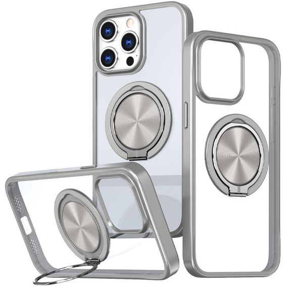 TPU+PC чехол Metal Ring with MagSafe для Apple iPhone 15 Pro Max (6.7") Серый