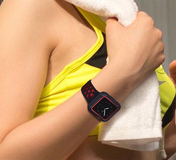 Силиконовый защитный корпус Primo для Apple Watch 40mm - Black / Red | Зображення 3