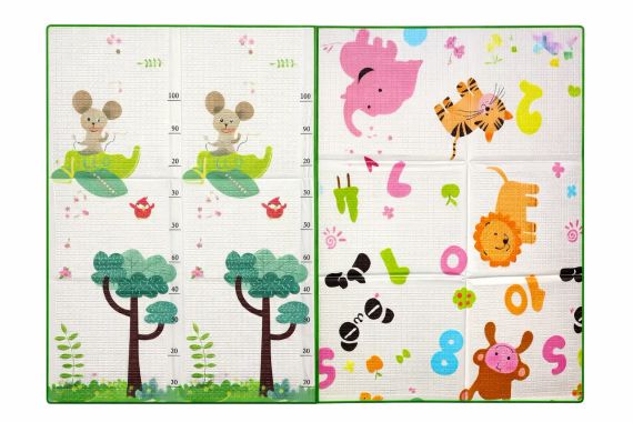 Дитячий двосторонній термо килимок 180*200 в сумці Звірятка/Цифри