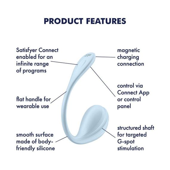 Смарт-віброяйце Satisfyer Smooth Petal Connect App Light Blue | Зображення 5