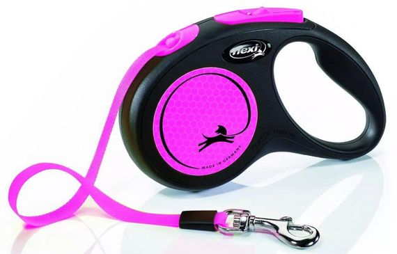 Повідець рулетка для собак FLEXI New Neon S (5 m - 15 kg) чорно-розовий