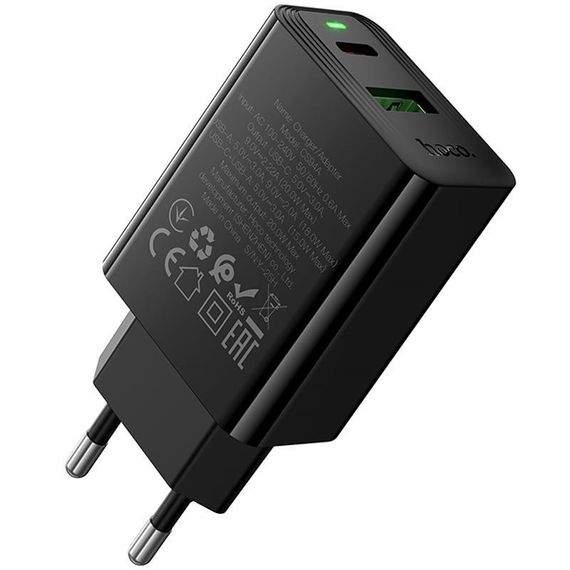 СЗУ Hoco CS94A Leader PD20W+QC3.0 (1USB-A/1C) Black | Зображення 3