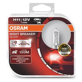 Лампа H11 55W 12V PGJ19-2 OSRAM NIGHT BREAKER SILVER +100% 64211NBS-HCB-DUO