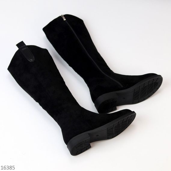 Повсякденні високі чорні зимові чоботи замшеві низький хід | Зображення 9