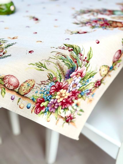Скатертина гобеленова DAMIRA LUREX Limaso, 97х100, Квадратна, Великодній, Золотий люрекс, 60% поліестер, 24% бавовна, 16% акрил, Гобелен | Зображення 2
