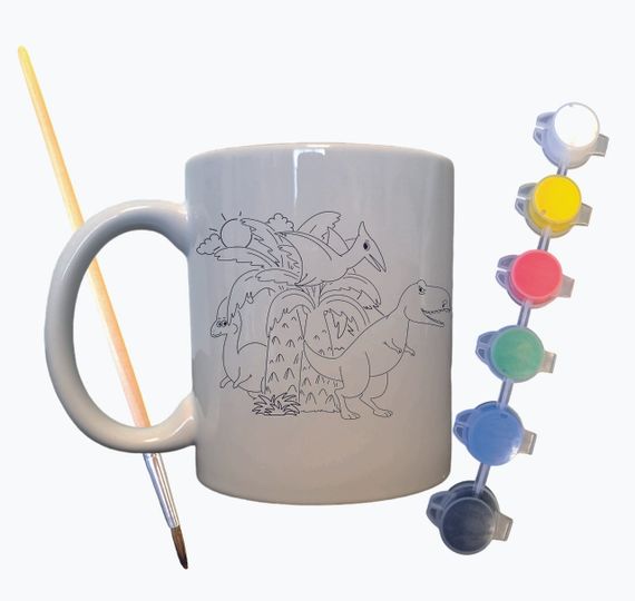 Набор для творчества кружка раскраска "Динозавры" 330 мл белая | Зображення 1