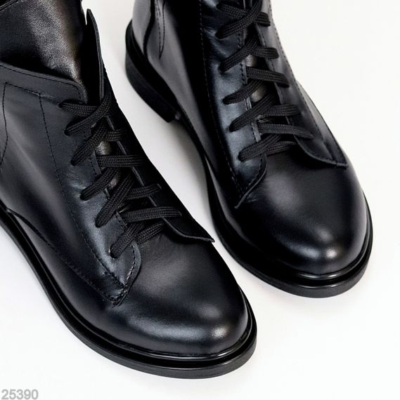 Черные дизайнерские деми ботинки натуральная кожа низкий ход | Зображення 4