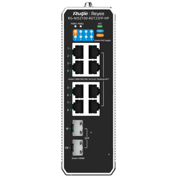 Ruijie Reyee RG-NIS2100-8GT2SFP-HP PoE++ Комутатор 10 портів керований