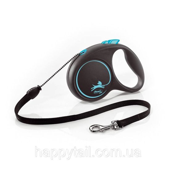 Повідець-рулетка Flexi для собак Black Design трос синя розмір M 5 м/20 кг