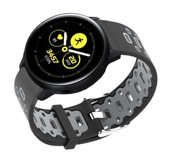 Спортивний ремінець Primo Perfor Classic для годинника Samsung Galaxy Watch Active / Active 2 - Black&Grey | Зображення 1
