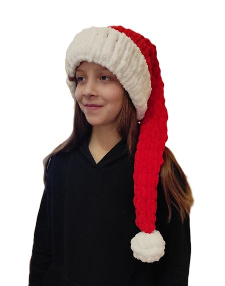 Новорічна шапка 56, маскарадна шапочка, шапочка Санти Діда Мороза, ковпак новорічний Шапка Санта Клауса