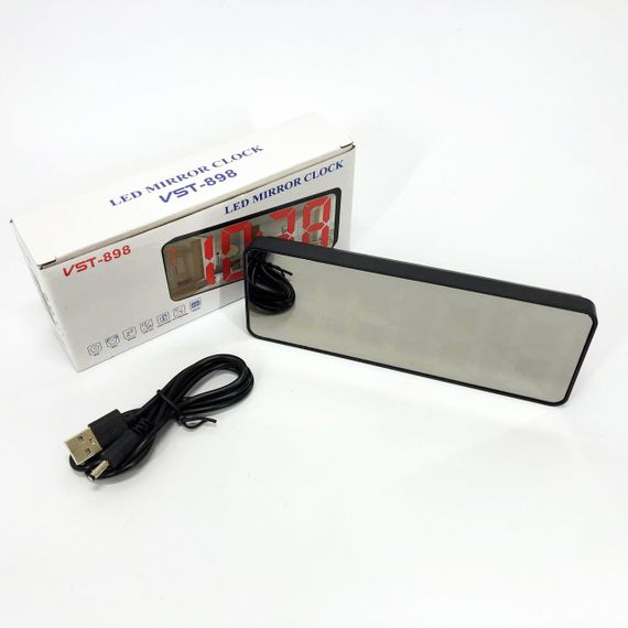 Электронные настольные LED часы от USB VST-898-5 с будильником WR-575 и термометром | Зображення 7