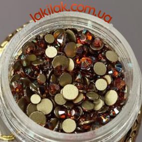 Стекляные стразы №6 серебряно-бронзовые хамелеоны (микс размеров) в баночке