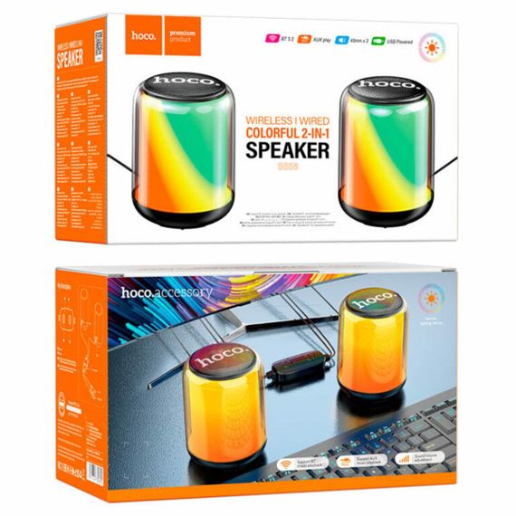 Портативна колонка HOCO BS56 Colorful BT wired 2-in-1 computer speaker Black | Зображення 7