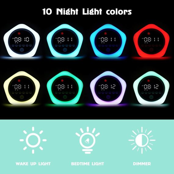 ANNNGUL Дитячий будильник, годинник для навчання сну малюків із нічним світлом, годинник «OK to Wake» для дітей, один р | Зображення 2