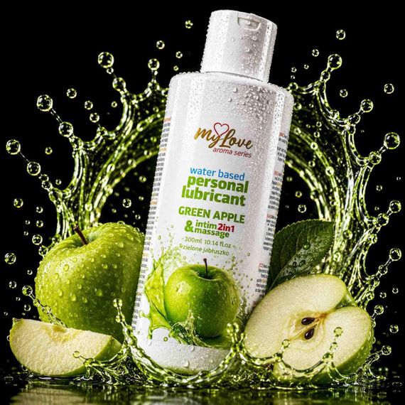 2в1 лубрикант та масажний гель - MyLove Aroma Series Intim&Massage Green Apple, 300 мл Sex Aura | Зображення 1
