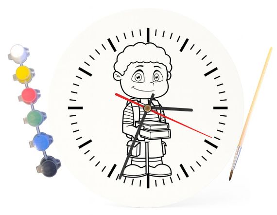 Детский набор для творчества часы раскраска Школьник 30 см (Г0207) | Зображення 3