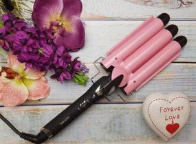 Потрійна плойка Gemei GM 1956 Рожева