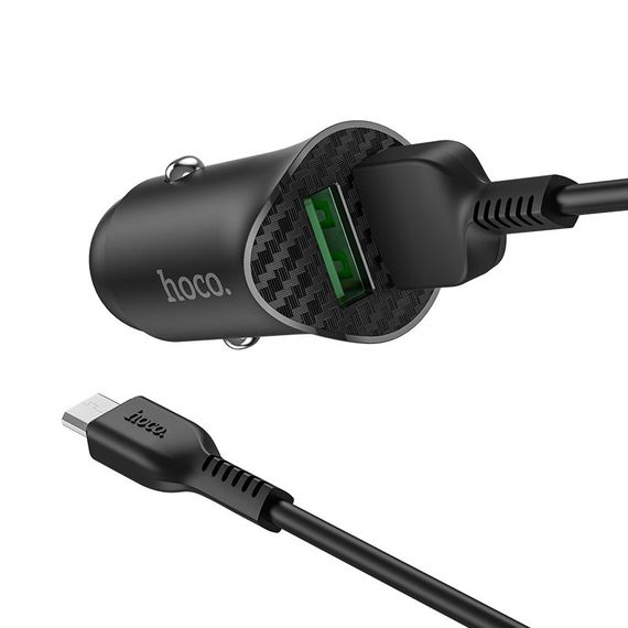 АЗП Hoco Z39 Farsighted QC3.0 18W (2USB-A) + кабель USB to MicroUSB Чорний | Зображення 2