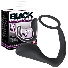 Анальна пробка з ерекційним кільцем Black Velvets Ring & Plug