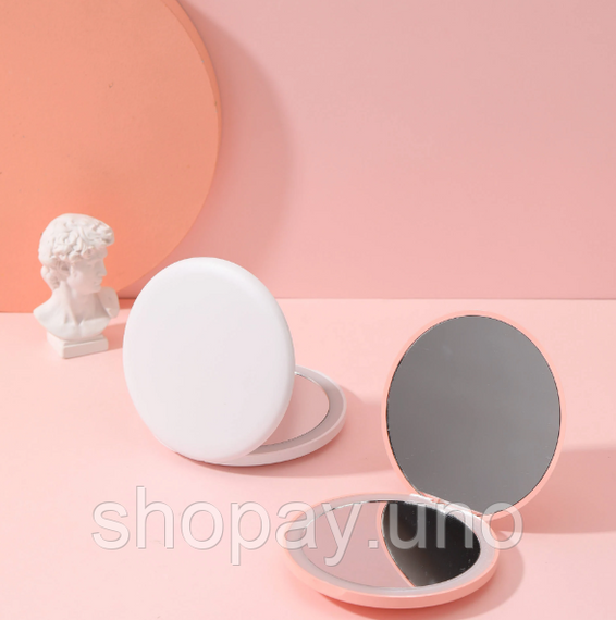 Кишенькове кругле дзеркало для макіяжу з LED підсвічуванням Pocket Mirror USB