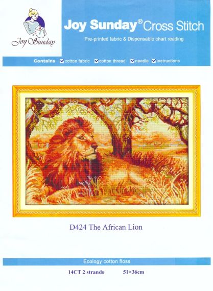 Набор для вышивания по нанесённой на канву схеме "The African Lion". AIDA 14CT printed 51*36 см | Зображення 1