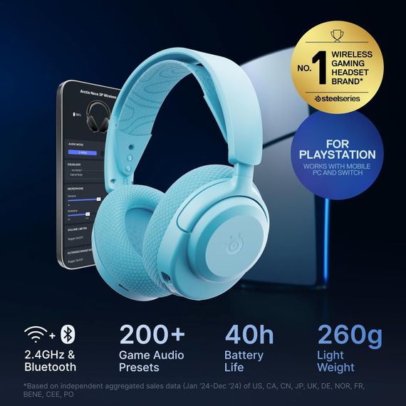 Ігрова гарнітура SteelSeries Arctis Nova 3P Wireless MultiPlatform Aqua | Зображення 9