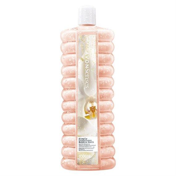 Піна для ванни Avon Senses «Справжня розкіш» 1000 мл — аромат персика, орхідеї та ванілі, кремова піна для релаксу