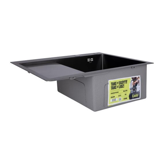 Мийка для кухні інтегрована Lidz Handmade H6350BL крило зліва (LDH6350BRUL45589) Brushed Black PVD 3,0/1,0 мм | Зображення 2