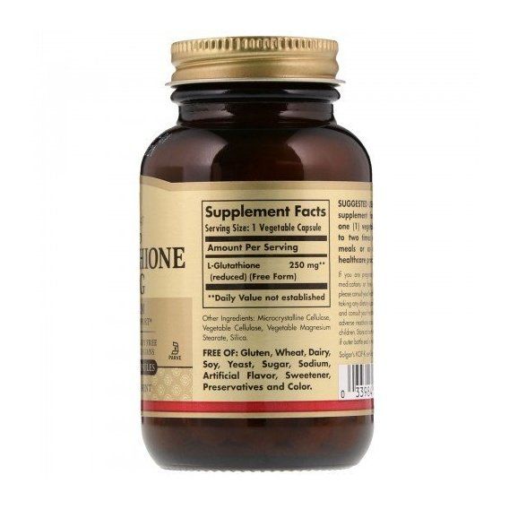 Глутатион Solgar Reduced L-Glutathione 250 mg 60 Veg Caps | Зображення 1
