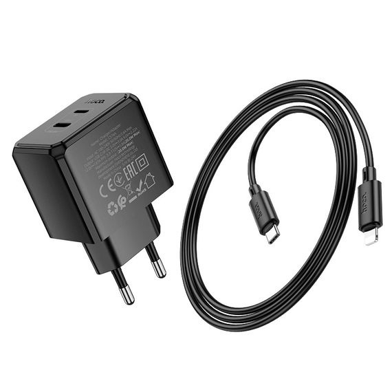 СЗУ HOCO CS16A, 1xUSB-C+1xLighting, PD20W, Black | Зображення 2