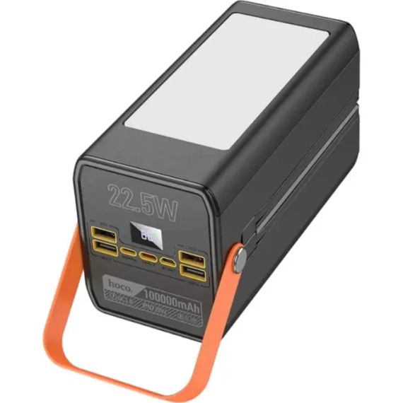 Павербанк Hoco DB49 100000mAh | 4USB/22,5 Вт/3A, PD/QC з ліхтариком швидка зарядка павер чорний | Зображення 4