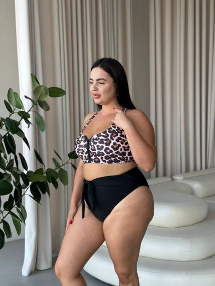 Роздільний леопардовий купальник PLUS SIZE з високими плавками та утяжкою | Зображення 3