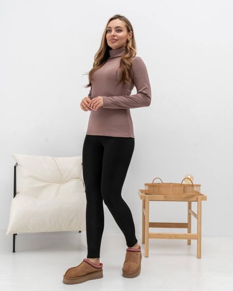 Жіноча тепла водолазка-гольф напівшерсть на термофлісі колір капучино розмір 46/48 DM09.09 | Зображення 2