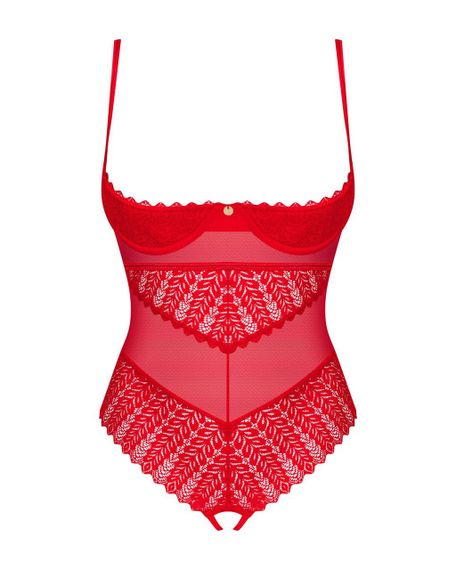 Боді з доступом Obsessive Ingridia crotchless teddy XS/S, червоне, відкриті груди sexstyle | Зображення 2