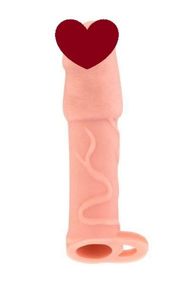 Насадка на член Real Body - Real Extender DICKY с закрытой головкой и кольцом для мошонки sexstyle