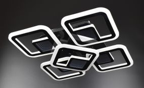 Люстра світлодіодна стельова LED світильник для квартири на стелю лед з пультом 26025 Чорний 10х40х40 см.