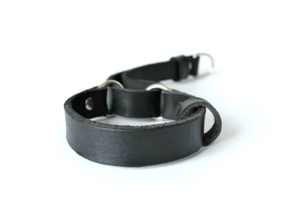 Шкіряний нашийник зашморг для собак чорний