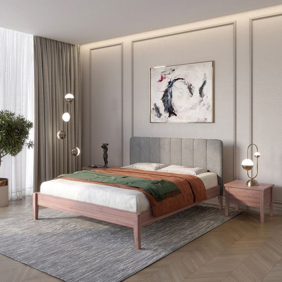 Односпальне дерев&#039;яне ліжко Mebigrand Лондон ДК Горіх лісовий/Аляска 93 (Сірий) Б1 70х190 см (MBG-6767)