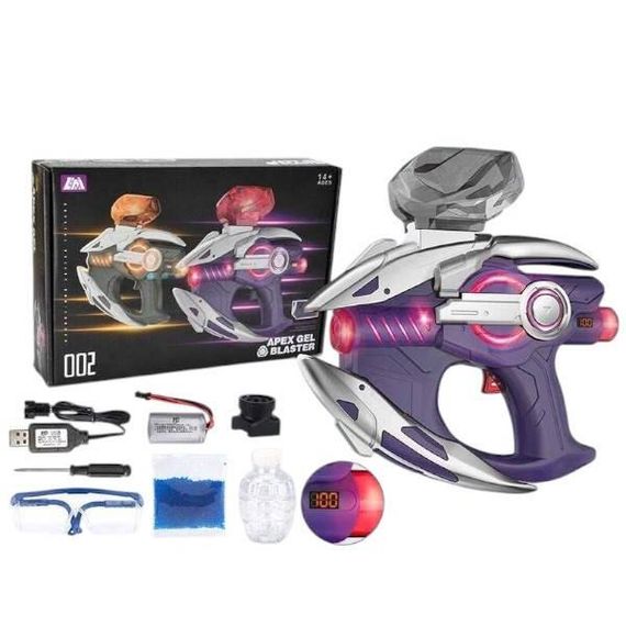 Пістолет ігровий акумуляторний з підсвічуванням та глушником стріляє орбізами 662 Фіолетовий