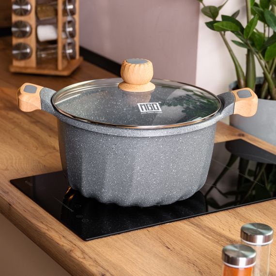 Велика алюмінієва каструля з кришкою, діаметр 28 см, з антипригарним покриттям, 8 літрів HP-4-434G | Зображення 3