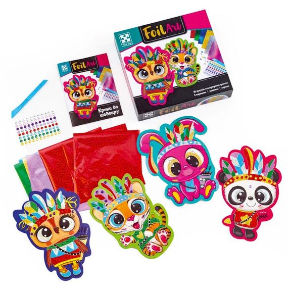 Набір для творчості "Foil Art Шалені індіанці" VT4433-09 фольга, шпатель, стрази | Зображення 1