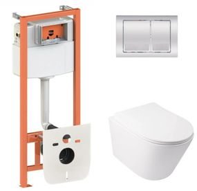 Набір Qtap Nest 4 в 1 підвісний унітаз Swan Ultra Quiet 485x360x320 + комплект інсталяції QT16335179W45148