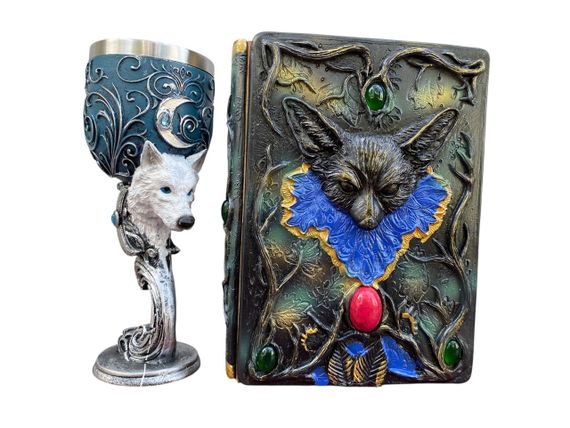 Подарунковий набір Келих 3D Вовк і Блокнот 3D «Лісовий Гримуар Лиси»