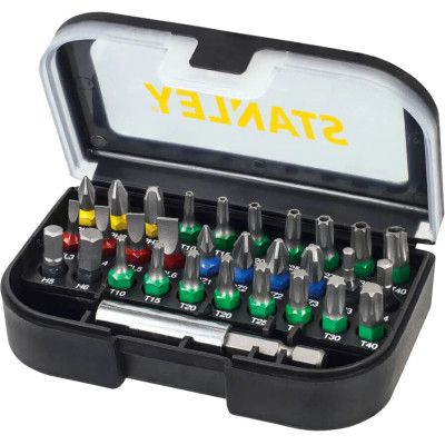 Набор бит Stanley Ph1,2,3 x1, Pz 1,3 x1, TH30, TH40, T25, L = 60 мм, 31 шт, кейс (STA60490)
