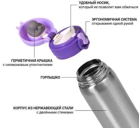 Термос Fissman Joranne Lilac 420мл з нержавіючої сталі | Зображення 1