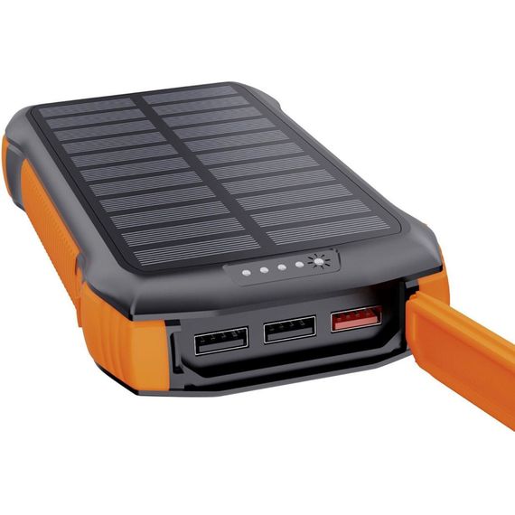УМБ Choetech Wireless 20000mAh 20W PD,QC3.0 3USB-A,solar panel, Qi-5W Black-Orange | Зображення 4