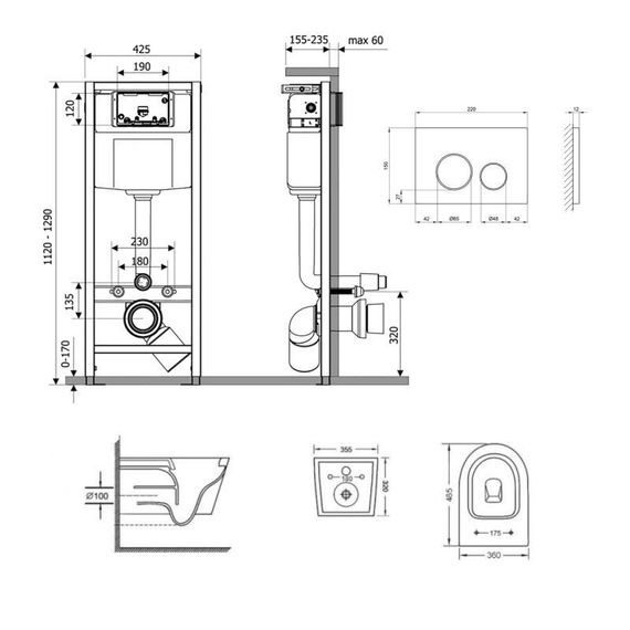 Готове рішення Qtap для ванної кімнати: підвісний унітаз Swan Ultra Quiet 485x360x320 + комплект інсталяції Nest 4 в 1 (кругла | Зображення 1