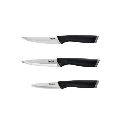 Набір ножів Tefal Essential 3шт, нержавіюча сталь, пластик, чорний (K2219455) | Зображення 1